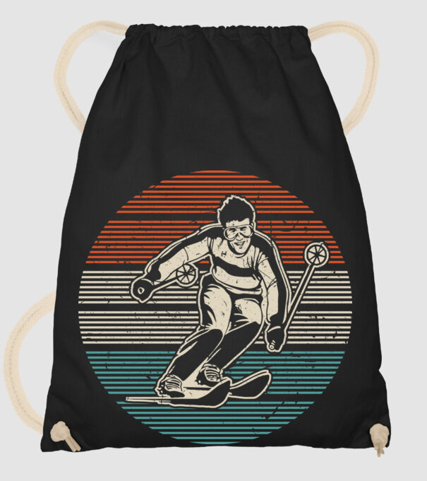 Retro circle ski textured model negru pe tricou