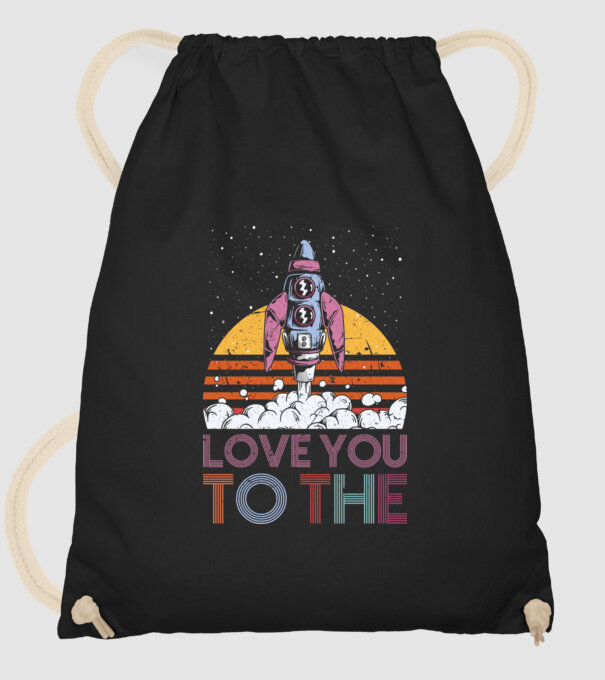 Retro vintage love you to the moon and back ROCKET model negru pe tricou