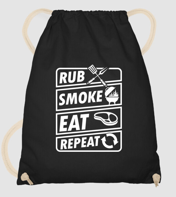 Rub Smoke Eat Repeat model negru pe tricou