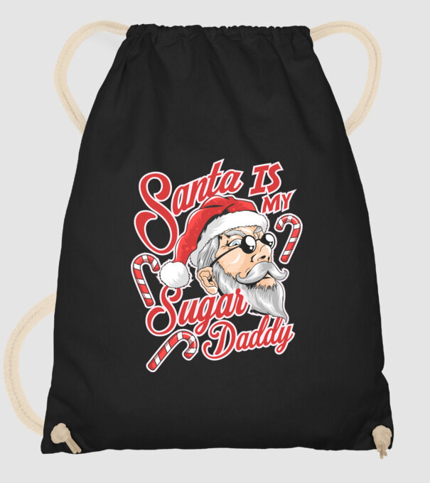 Santa is my sugar daddy model negru pe tricou