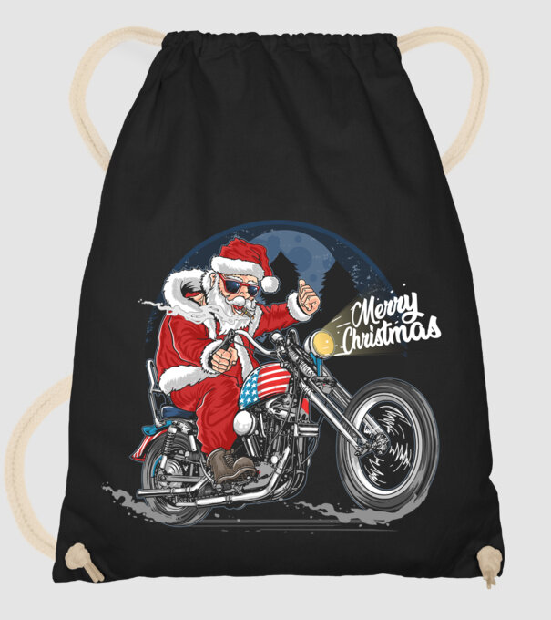 Santa Motocicletă Merry Christmas model negru pe tricou