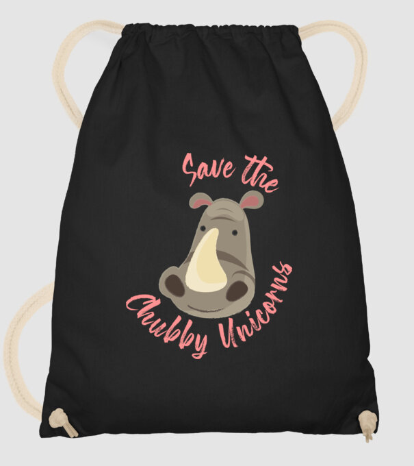 Save the chubby unicorns model negru pe tricou