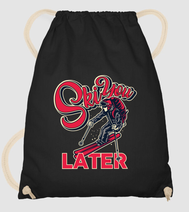 Ski you later model negru pe tricou