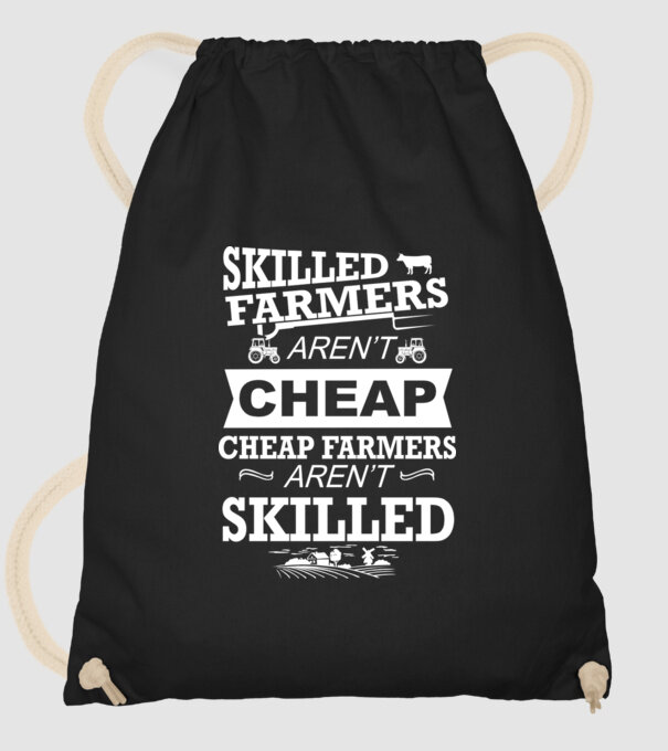 'Skilled farmers aren''t cheap Cu tractor' model negru pe tricou