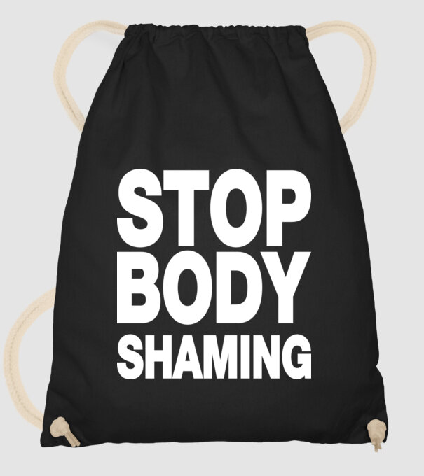 Stop body shaming helvetica model negru pe tricou