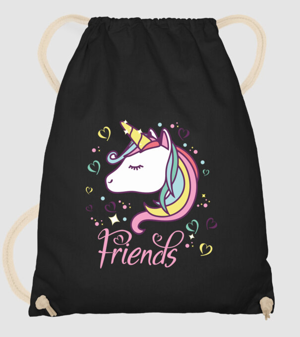 Unicorn Friend model negru pe tricou