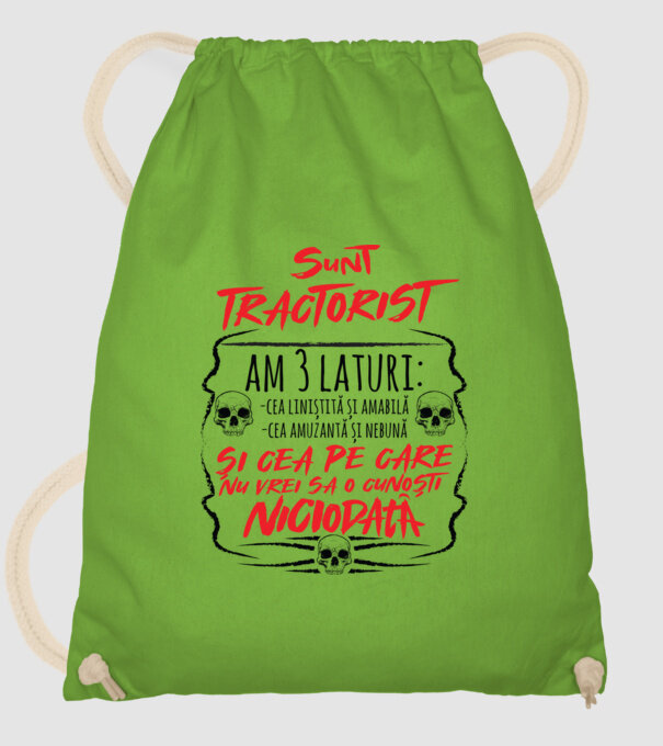 sunt tractorist, am 3 laturi model verde de măr pe tricou
