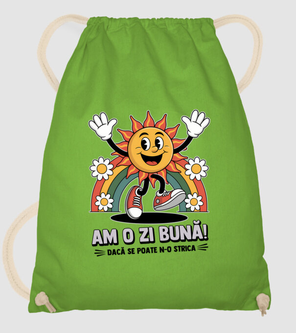 Am o zi bună! model verde de măr pe tricou