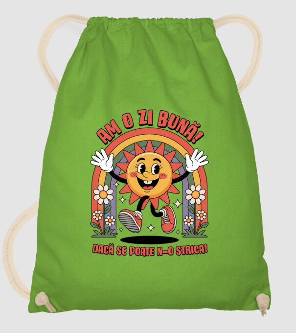 Am o zi bună! model verde de măr pe tricou