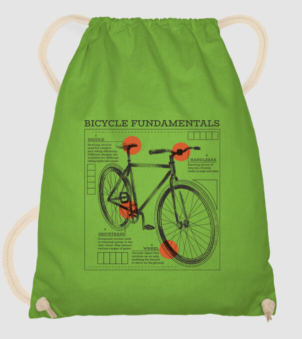 Bicycle fundamentals model verde de măr pe tricou