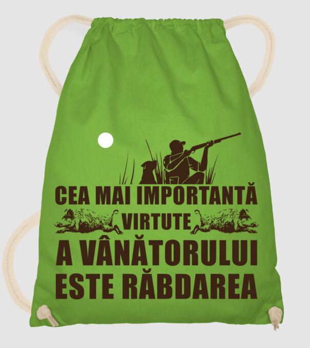 cea mai importantă virtute a vânătorului este răbdarea model verde de măr pe tricou