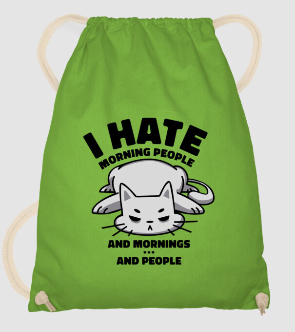 I hate morning people antisocial cat model verde de măr pe tricou