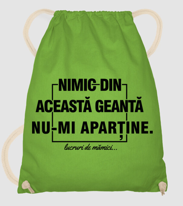 Nimic din această geantă nu-mi aparține. lucruri de mămici... model verde de măr pe tricou