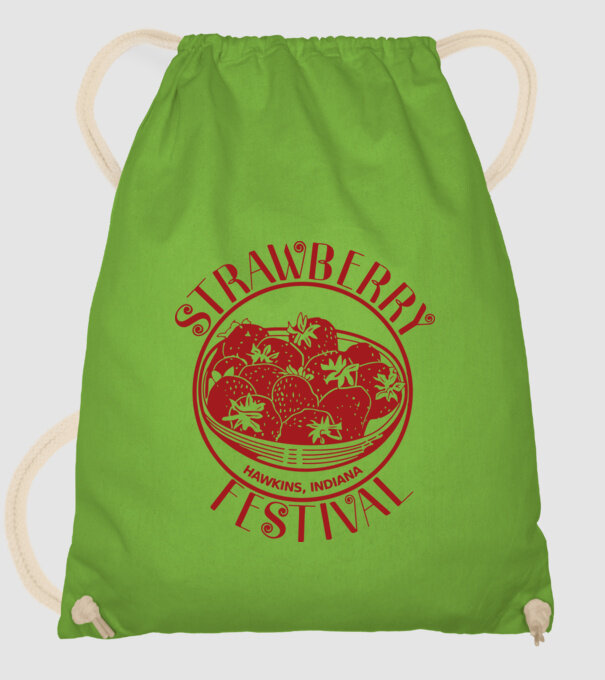 strawberry festival stranger things model verde de măr pe tricou