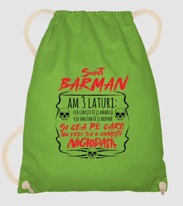 sunt barman am 3 laturi model verde de măr pe tricou