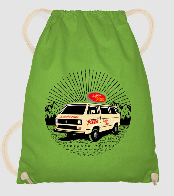 surfer boy pizza bus stranger things model verde de măr pe tricou