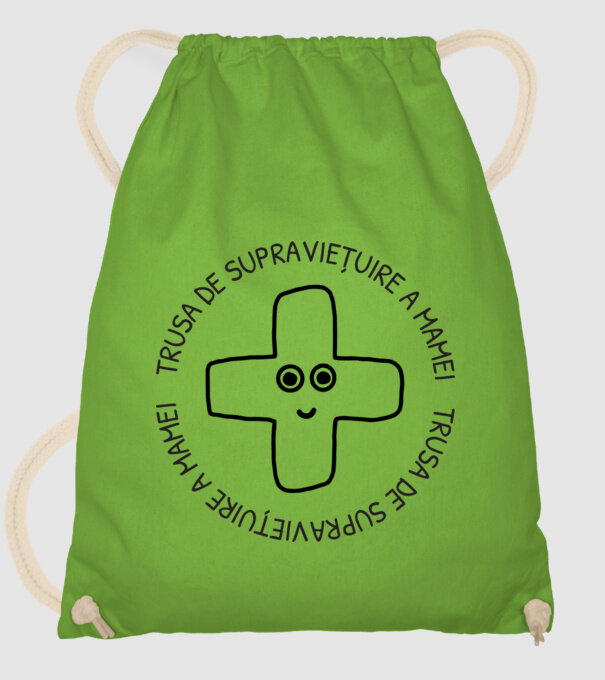 Trusa de supraviețuire a mamei model verde de măr pe tricou
