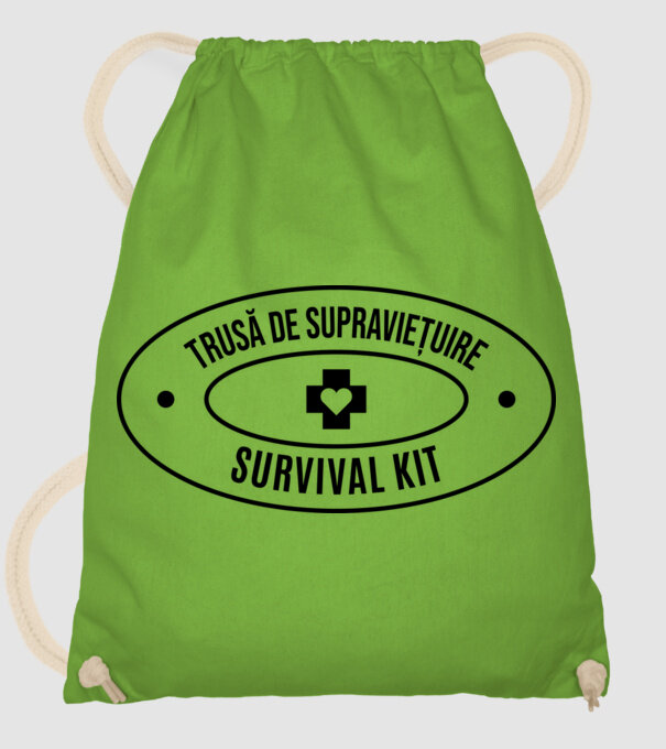 trusă de supraviețuire model verde de măr pe tricou