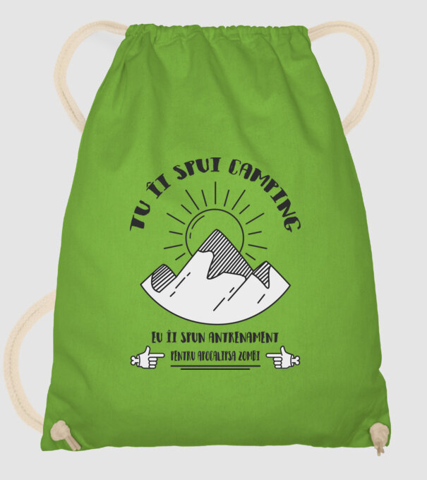 tu îi spui camping, eu îi spun antrenament pentru apocalipsa zombi model verde de măr pe tricou