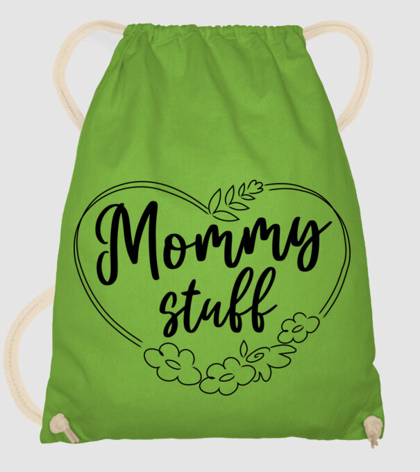 Sacoșă pânză Ziua mamei mommy stuff model verde de măr pe tricou