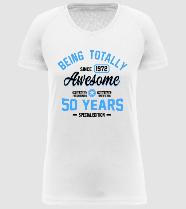 50 years of being totally awesome model alb pe tricou