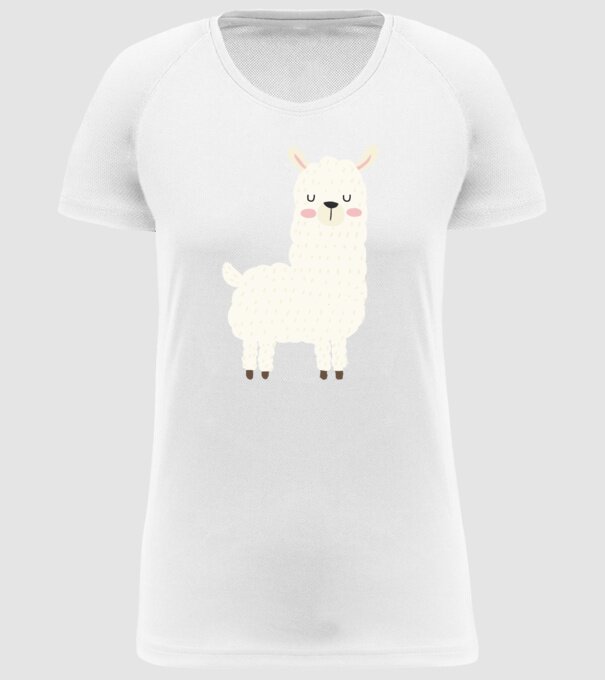 Alpaca model alb pe tricou