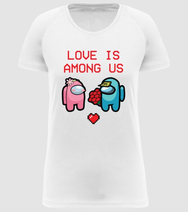 Among us love model alb pe tricou