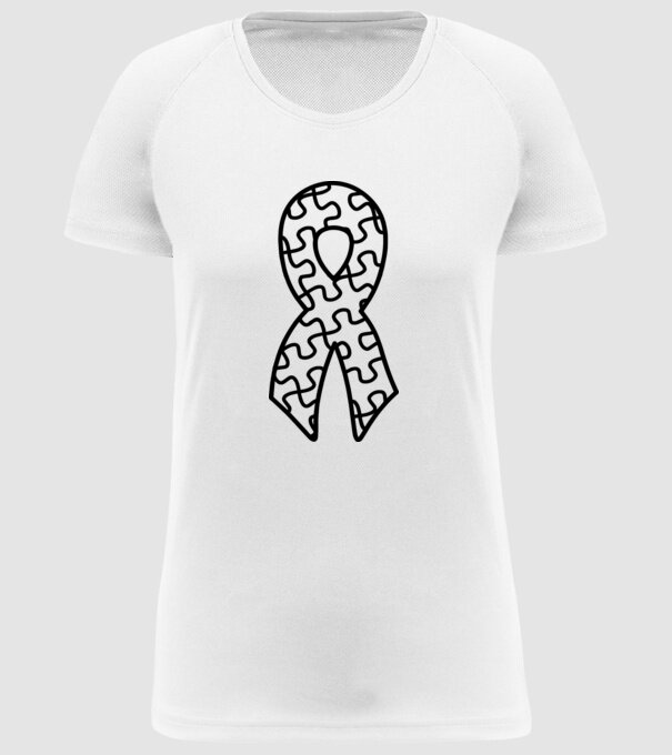Panglică Ziua Mondială a Autismului model alb pe tricou