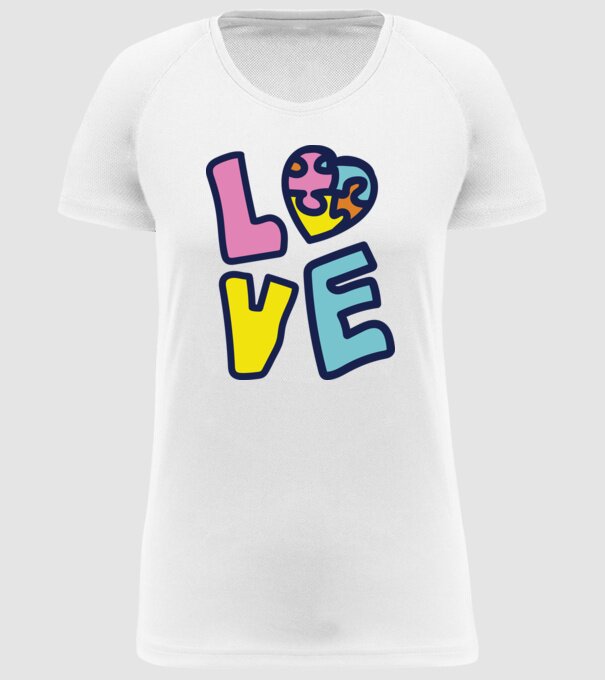 Ziua Mondială a Autismului LOVE model alb pe tricou