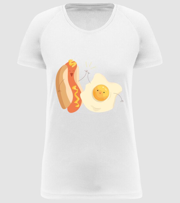 best friends hot dog egg model alb pe tricou