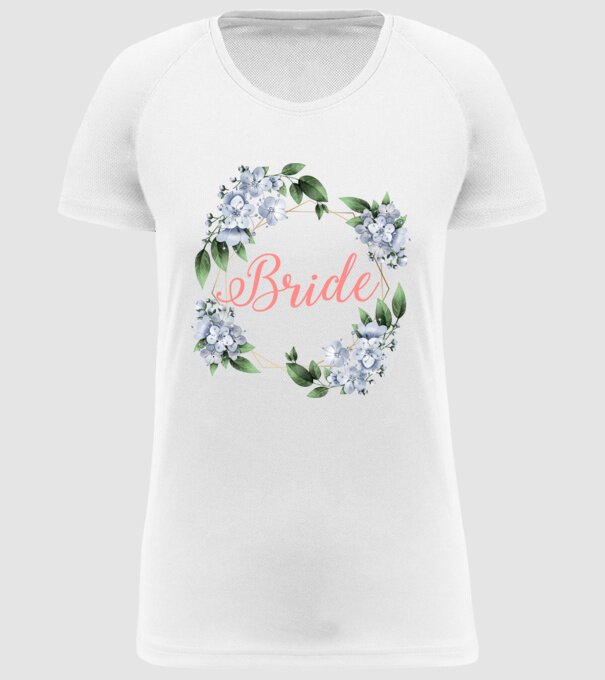 BRIDE blue floral model alb pe tricou