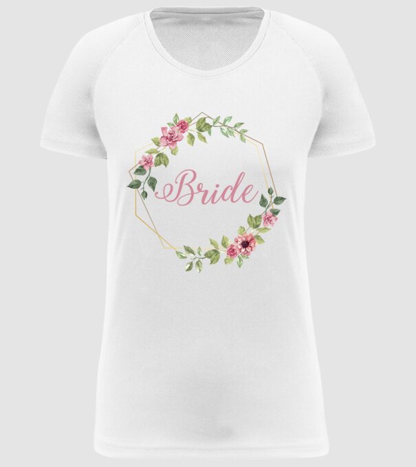 BRIDE pink floral model alb pe tricou