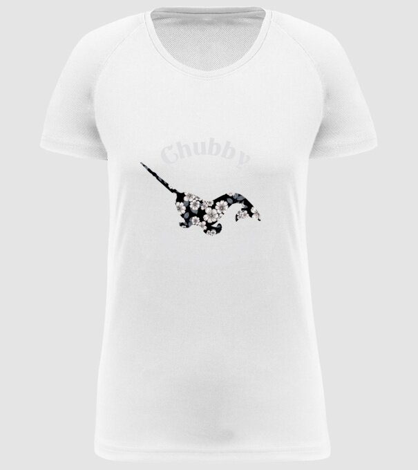 Chubby mermaid model alb pe tricou