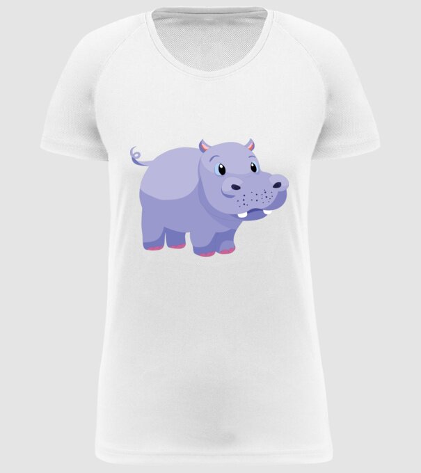 Hipopotam drăguț model alb pe tricou