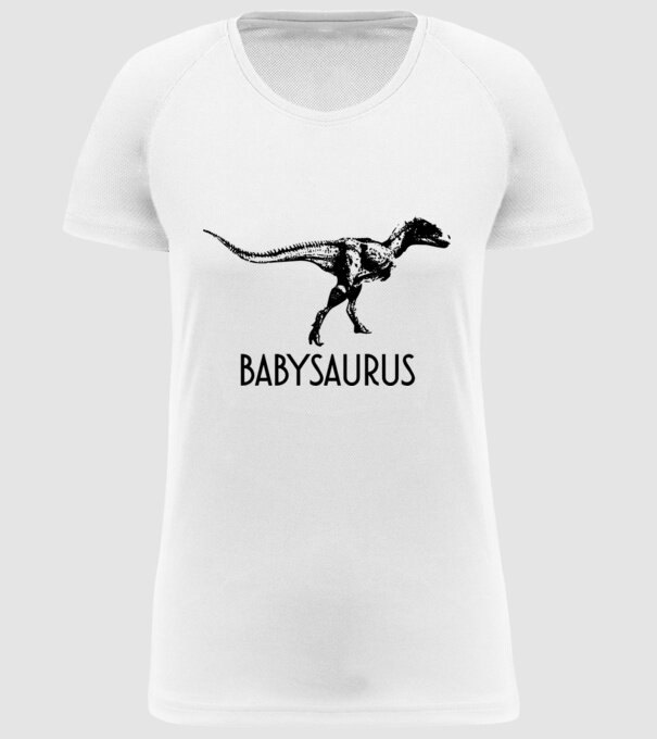 Familia de dinozauri Babysaurus model alb pe tricou