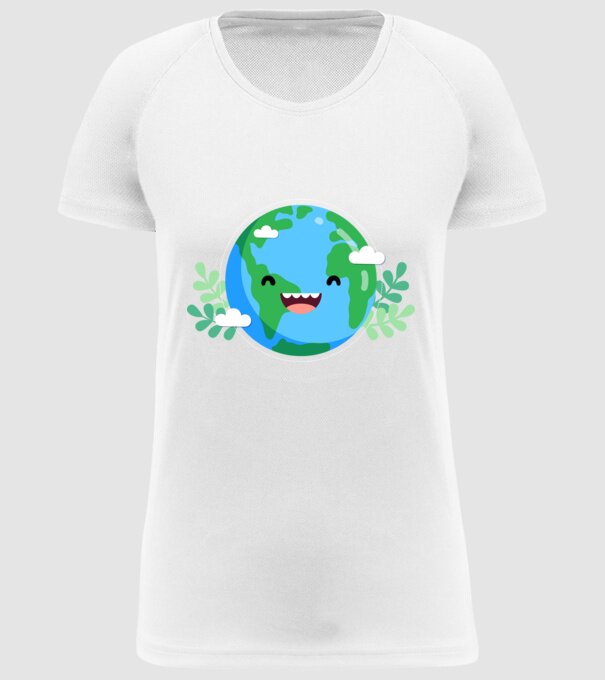 Earth smiley model alb pe tricou