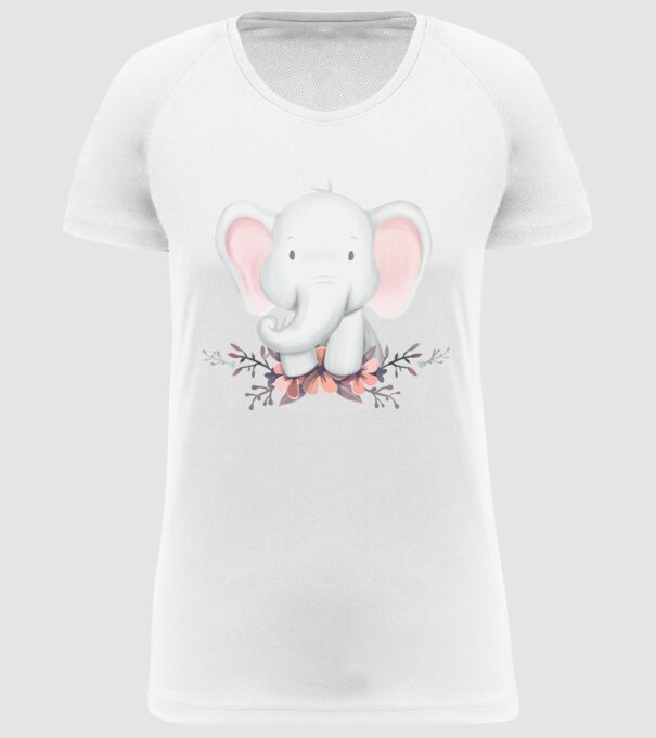 Elefant cu flori model alb pe tricou