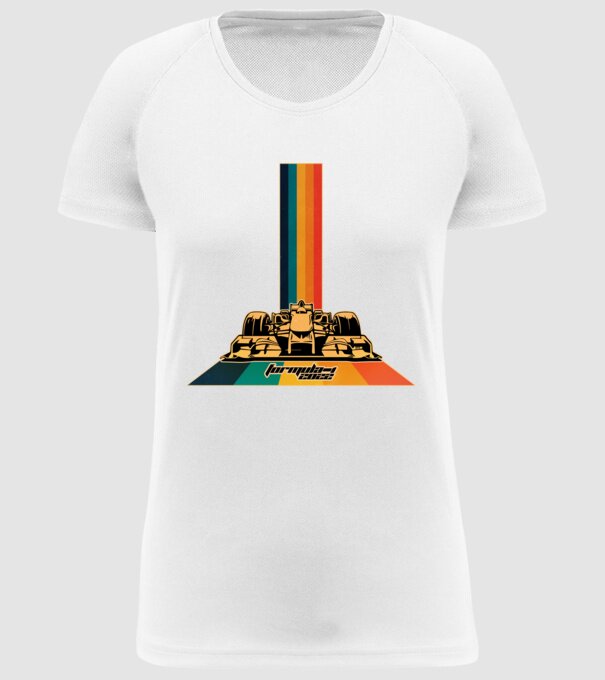 f1 retro car model alb pe tricou