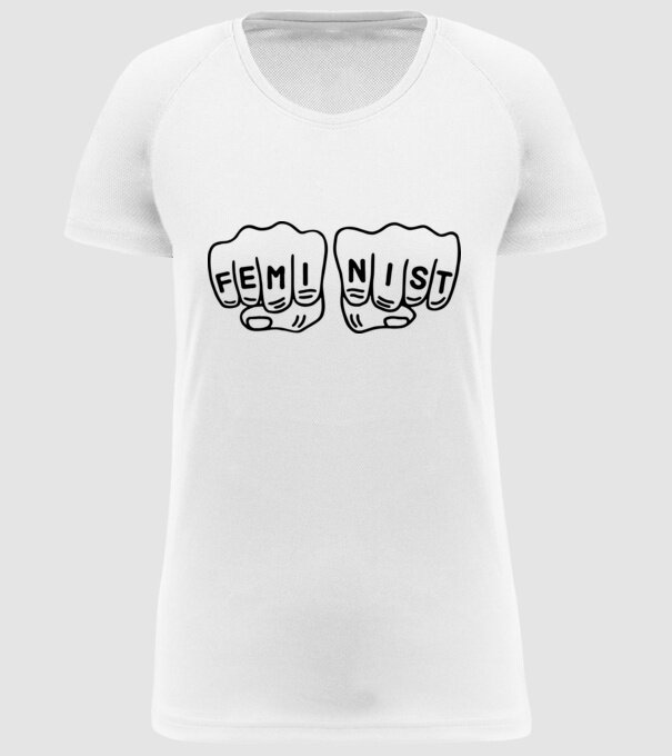 Feminist model alb pe tricou