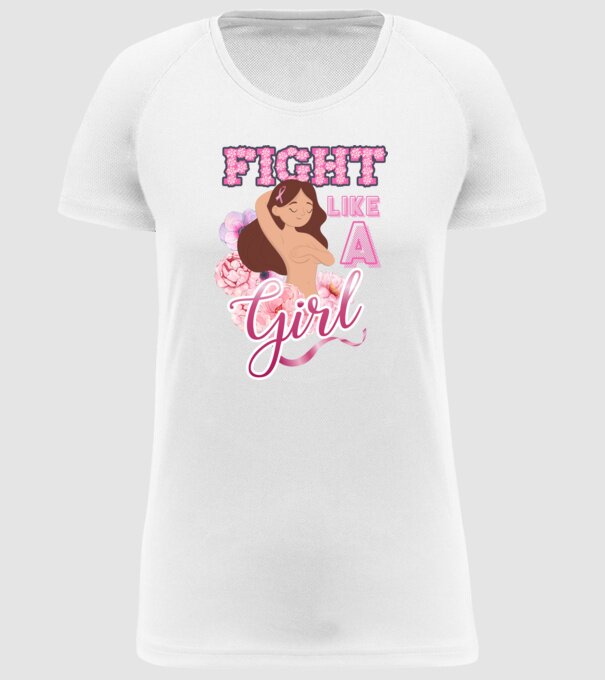 FIGHT like a girl model alb pe tricou