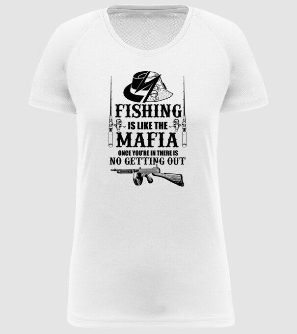 Fishing is like mafia model alb pe tricou
