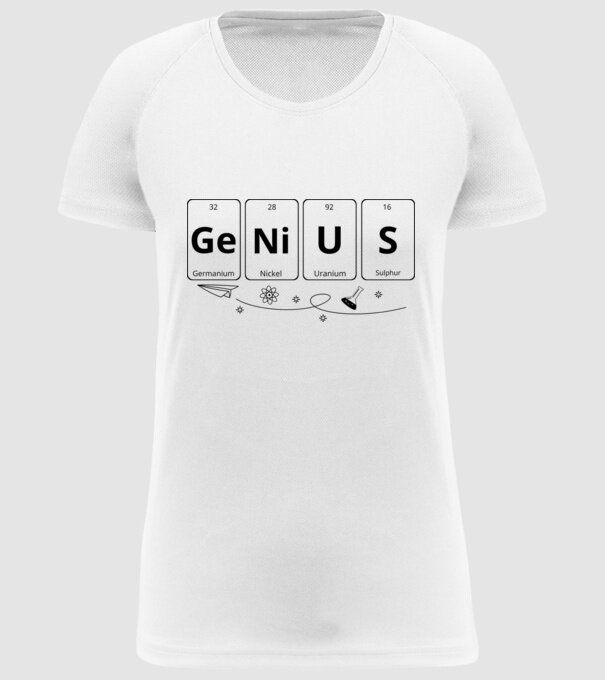 Genius periodic model alb pe tricou