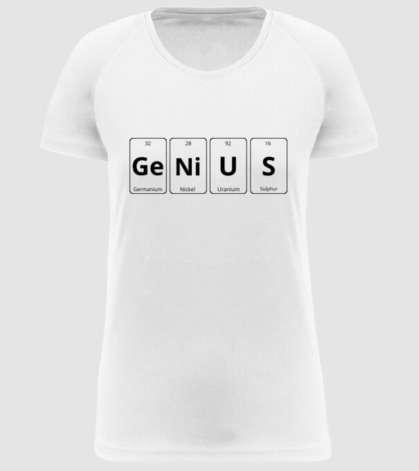 Genius periodic model alb pe tricou