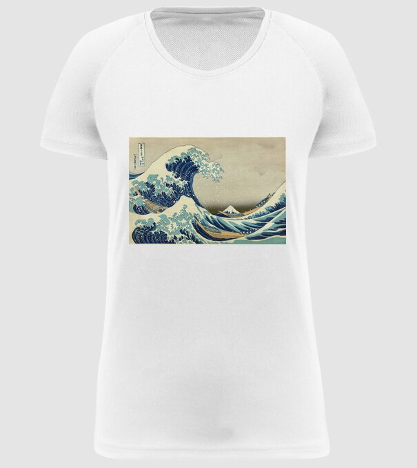 Great Wave of Kanagawa mască model alb pe tricou