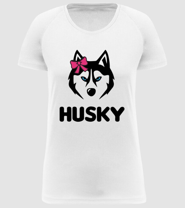 Husky fată model alb pe tricou
