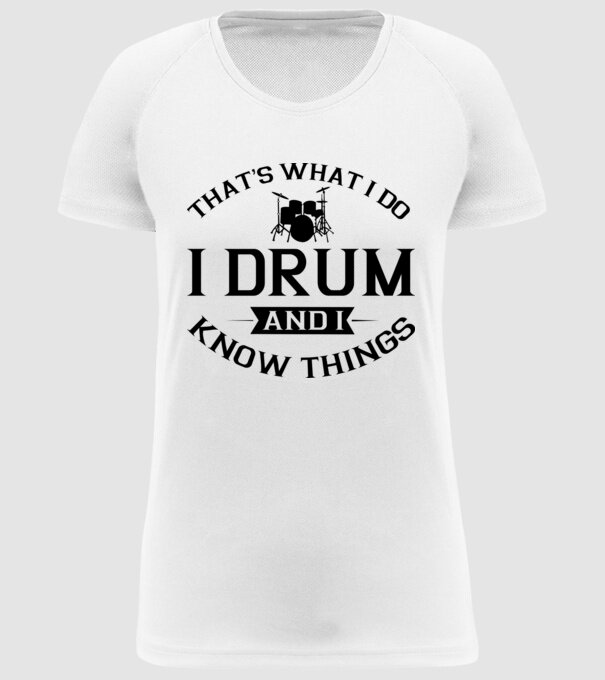 I drum I drink and I know things model alb pe tricou