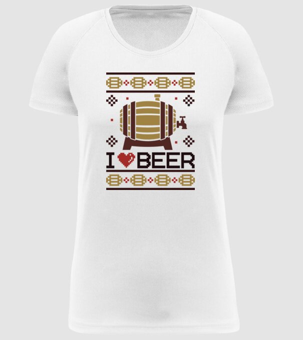 I love beer ugly sweater model alb pe tricou