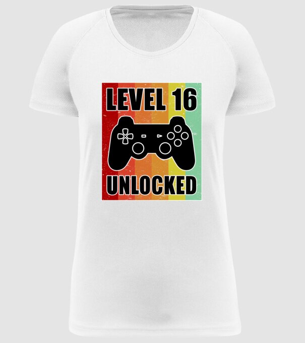 level 16 unlocked retro gamer model alb pe tricou