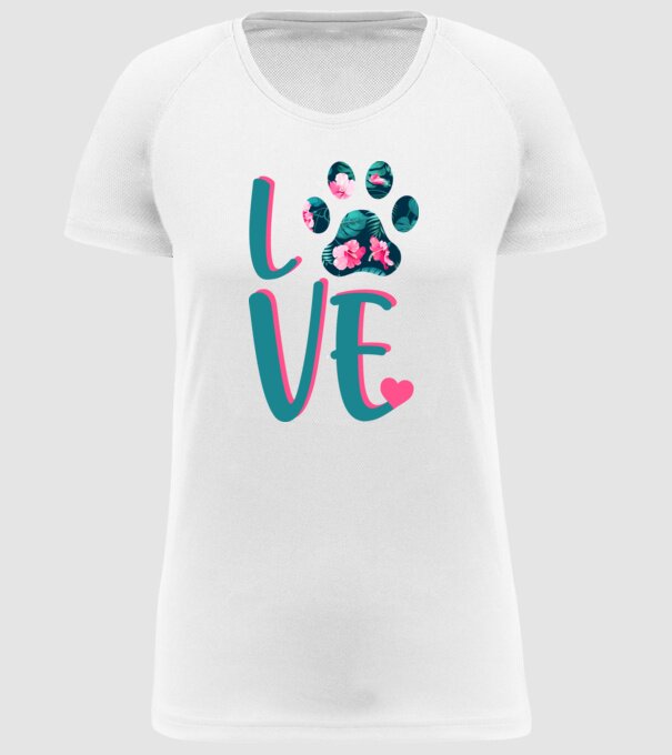 LOVE CÂINI model alb pe tricou