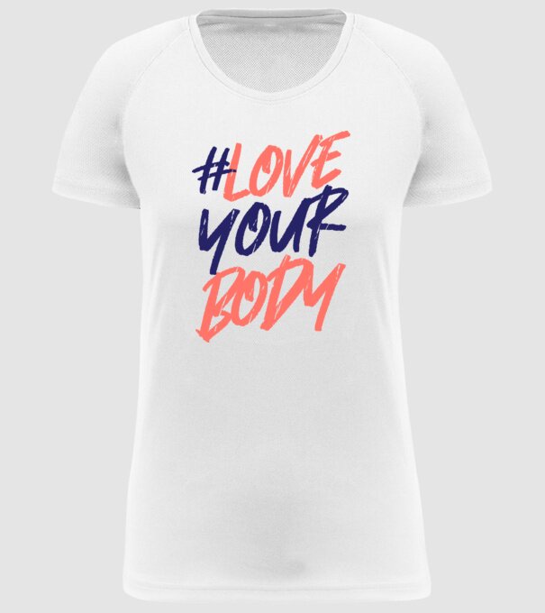 #loveyourbody model alb pe tricou